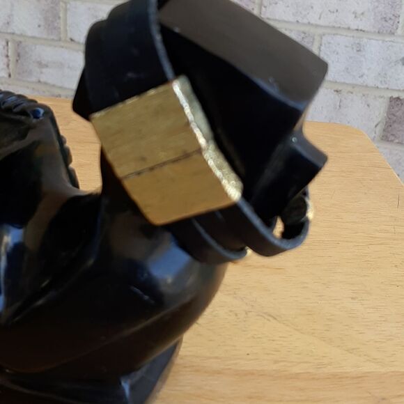 Vintage leather bracelet with gold and crystal accents - Picture 5 of 5